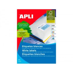 Etiqueta adhesiva apli 1274 tamaño 105x37 mm fotocopiadora laser ink-jet caja con 100 hojas din a4