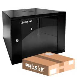 Armario rack mural Phasak PHO 2012D 12U 19" 530x400mm desmontado cristal templado negro