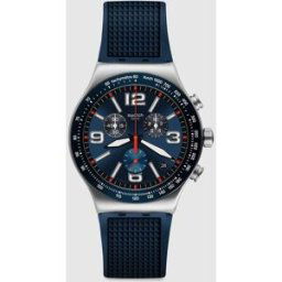 Swatch Reloj de hombre Blue Grid YVS454 de caucho azul. Azul