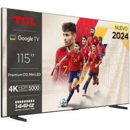 TCL Televisión QD-MiniLED 292,1cm (115') 115X955 Max, 4K UHD, Full Array, Smart TV by Google TV, Dolby Vision y Atmos, compatible Google Assistant. Titanio