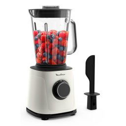 Batidora de vaso Moulinex LM771A 1200W, 2L, Vidrio Termorresistente, 6 Cuchillas Powelix, 14 Velocidades, Función Pulse, Crema