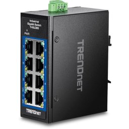 Switch no gestionado 8 puertos Gigabit Ethernet, montaje DIN/parede, 16Gbps, IP30, DC 9.6-60V