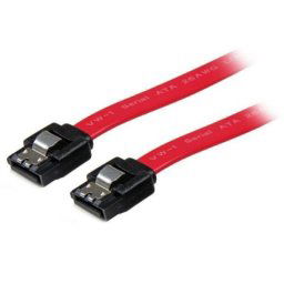 Cable SATA III 0,304m con cierre de seguridad, 7-pin macho/macho, Rojo, 6Gbps, bajo perfil