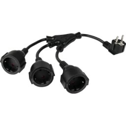 KABELMEISTER KM SK0103-S002 - Cable alargador, 3 tomas de corriente con toma de tierra, negro,