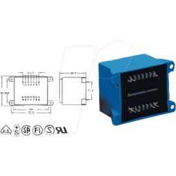 BLOCK TRANSFORMATOREN EI 60/25,5 206 - Transformador impreso, 25 va, 2x 6 V, RM 32,5 mm