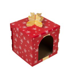 Mueble rascador TIAKI Caja de regalo roja - 37,5 x 37,5 x 50 cm (L x An x Al)