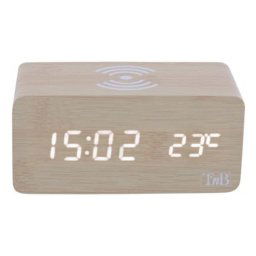 Reloj despertador digital con carga inalámbrica 10 W, termómetro y 3 alarmas