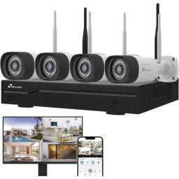 Kit Cámara de Seguridad WiFi Nivian NVS-KIT4CC16CH 3MP Visión Nocturna Dual IA Audio Bidireccional