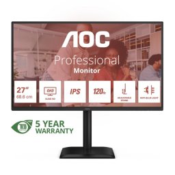 AOC Q27E4U 27" QHD 120Hz IPS Altura Ajustable Altavoces Low Blue Light VESA USB