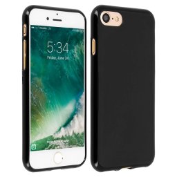 Avizar Funda Protectora de Silicona Flexible Antihuellas Negra para iPhone 7 / iPhone 8