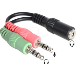 DELOCK 65459 - Adaptador para auriculares, conector jack de 3,5 mm a 2 conector