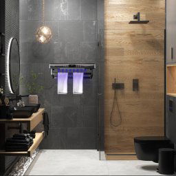 Toallero Eléctrico UV secador de toallas de desinfección, baño o cocina, de pared, L60 cm, 450W, ElectricSun PREMIUM Negro