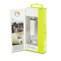 Muvit Cargador de Coche Lightning MFI 1A Cable Rizado 1.8m Blanco