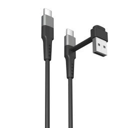 Muvit For Change Cable USB-C + USB a USB-C 3A/15w 0,2m Negro