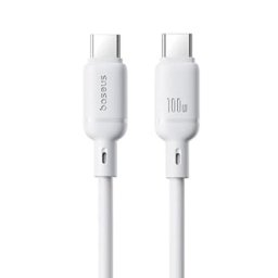 Cable USB-C Baseus Silky Series 2 metros 100 W silicona blanco carga rápida
