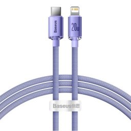 Cable Baseus Crystal Shine USB C a Lightning 1,2 m 20 W Púrpura