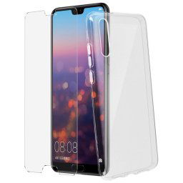 Avizar Funda de Silicona Transparente + Cristal Templado para Huawei P20
