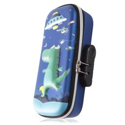 Estuche Portatodo Con Diseño Dinosaurio En 3d. Cremallera Con Bloqueo De Seguridad Por Combinación.