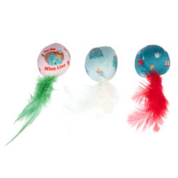 Pelotas con plumas TIAKI juguete para gatos - Set de 3