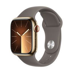 Apple Watch Series 9 GPS + Cellular 45mm Oro Caja de Acero Inoxidable con Correa Deportiva Arcilla M/L