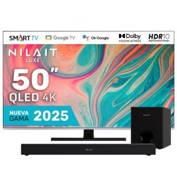 Nilait Luxe 50"UC8003S QLED UHD 4K Smart TV + Barra de sonido con subwoofer 120W Dolby, 2.1