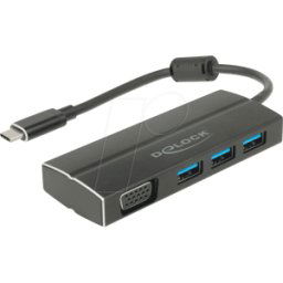 DELOCK 63932 - Adaptador USB 3,1 Tipo-C > 3x USB-A + VGA
