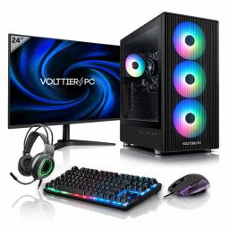 VolttierPC Pc Gaming Completo AMD Ryzen 5 5600G/16GB/1TB M.2 SSD/WiFi/Monitor 24"+Teclado/Ratón