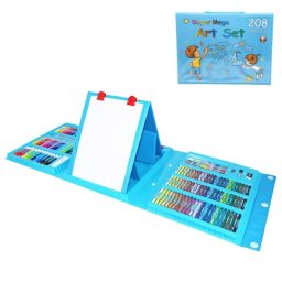 Set de pintura completo 208 piezas con atril, maletín metálico y accesorios