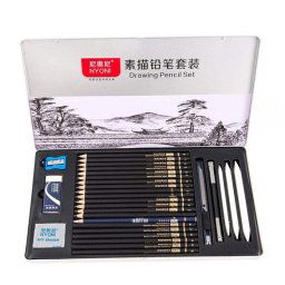 Set de Dibujo Profesional 29 piezas Lápices de Esbozo y Carbón Estuche Artista