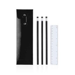 Set de papelería Laptan 4 piezas 3 lápices madera regla 15 cm estuche cartón