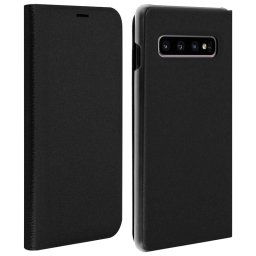 Avizar Flip Book Cover Funda Negra para Samsung Galaxy S10 Plus