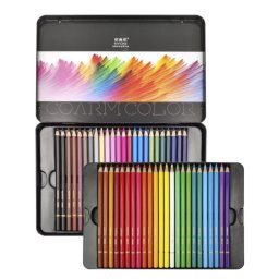 Set lápices de colores 48 piezas caja metálica profesional madera afilables