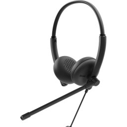 Auriculares Dell con cable USB-A, micrófono boom, diadema y color negro
