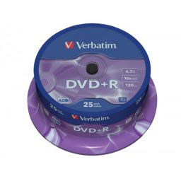 Dvd+r verbatim capacidad 4.7gb velocidad 16x 120 min tarrina de 25 unidades