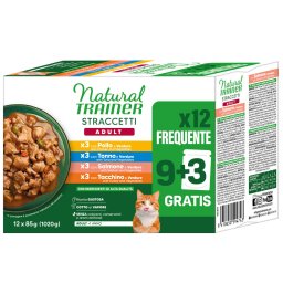 Natural Trainer tiras en salsa 24 x 85 g - Pack Ahorro - Pack mixto (pollo, salmón, atún, pavo)
