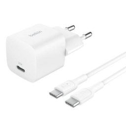 Cargador Belkin BoostCharge 25W USB-C PD 3.1 carga rápida con cable 1 m blanco