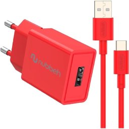 Nubbeh Cargador Pared Bhoot USB-A 10W Rojo + Cable USB A-C
