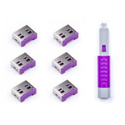 Smart Keeper Pack 6 Bloqueos para Puertos USB + Llave de Seguridad Lila