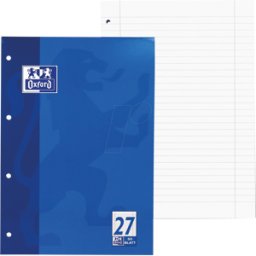 OXFORD 100050352 - Almohadilla de letras A4, forrado, 50 hojas, regla 27, perforado