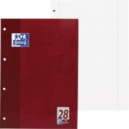 OXFORD 100050353 - Almohadilla de letras A4, a cuadros, 50 hojas, regla 28, perfora