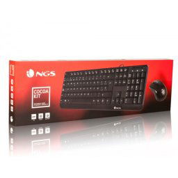 Set teclado y raton con cable ngs cocoa usb color negro