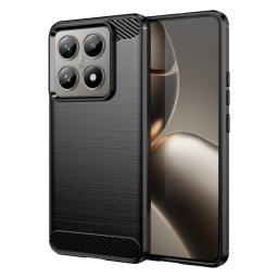 Max Power Digital Funda Fibra de Carbono Antigolpes Silicona Negra para Xiaomi 14T / 14T Pro