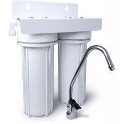 BBAGUA Filtro Agua Doble bajo Fregadero Filter-Fresh. Blanco / Acero Inox