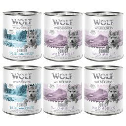 Wolf of Wilderness Junior 12 x 800 g - Pack Ahorro - Pack mixto: 8x Pato y ternera, 4x Pollo y salmón