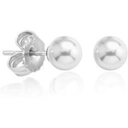 Majorica Pendientes Cies de plata con perla blanca de 5mm. Blanco