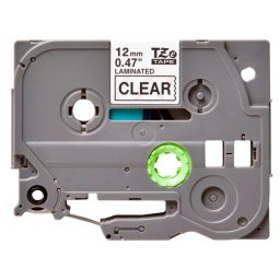 Cinta q-connect tze-131 transparente-negro 12mm longitud 8 m