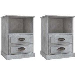 Maison Chic Juego de 2 mesitas de noche madera gris hormigón 43x36x60 cm