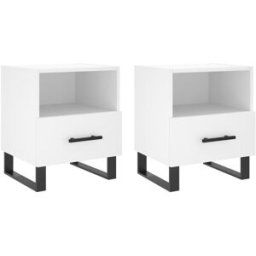 Maison Chic Juego de 2 mesitas de noche madera ingeniería blanco 40x35x47,5 cm