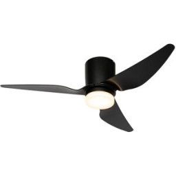 QAZQA Ventilador de techo negro con led y mando