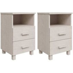 Maison Chic Juego de 2 mesitas de noche pino macizo madera blanco 40x35x62 cm